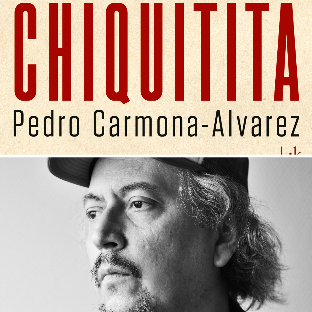 Collage av Pedro Carmona Alvarez og bokomslaget til boken Chiquitita.
